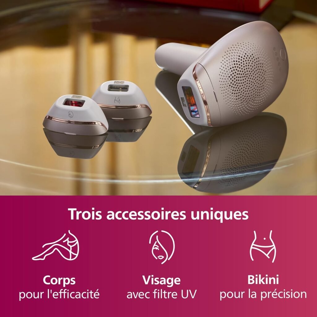 Épilateur à lumière pulsée Philips Lumea série 7000, alternative à l'épilation laser - Modèle SC1999/00 - 3 embouts pour le corps, le visage et le maillot