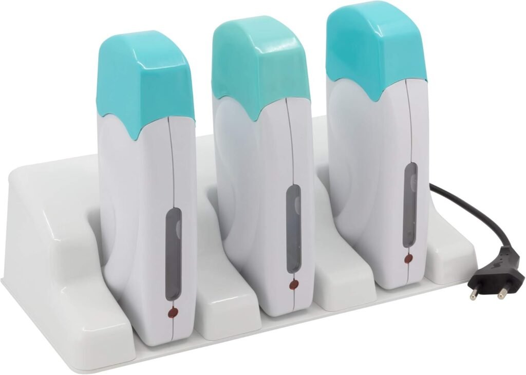 EpilWax - Lot de 3 X Épilateurs Chauffe Cire avec Support pour Épilation Professionnelle - Compatible avec Cire Roll-On 100 ml - Facile à Utiliser et Ergonomique - Gamme Solo Basique