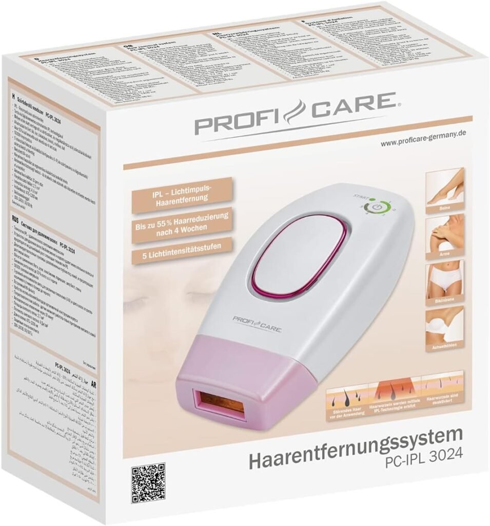 Epilateur Professionnel pour Femme avec Lumière Pulsée et Filtre UV Intégré Blanc/Rose - ProfiCare
