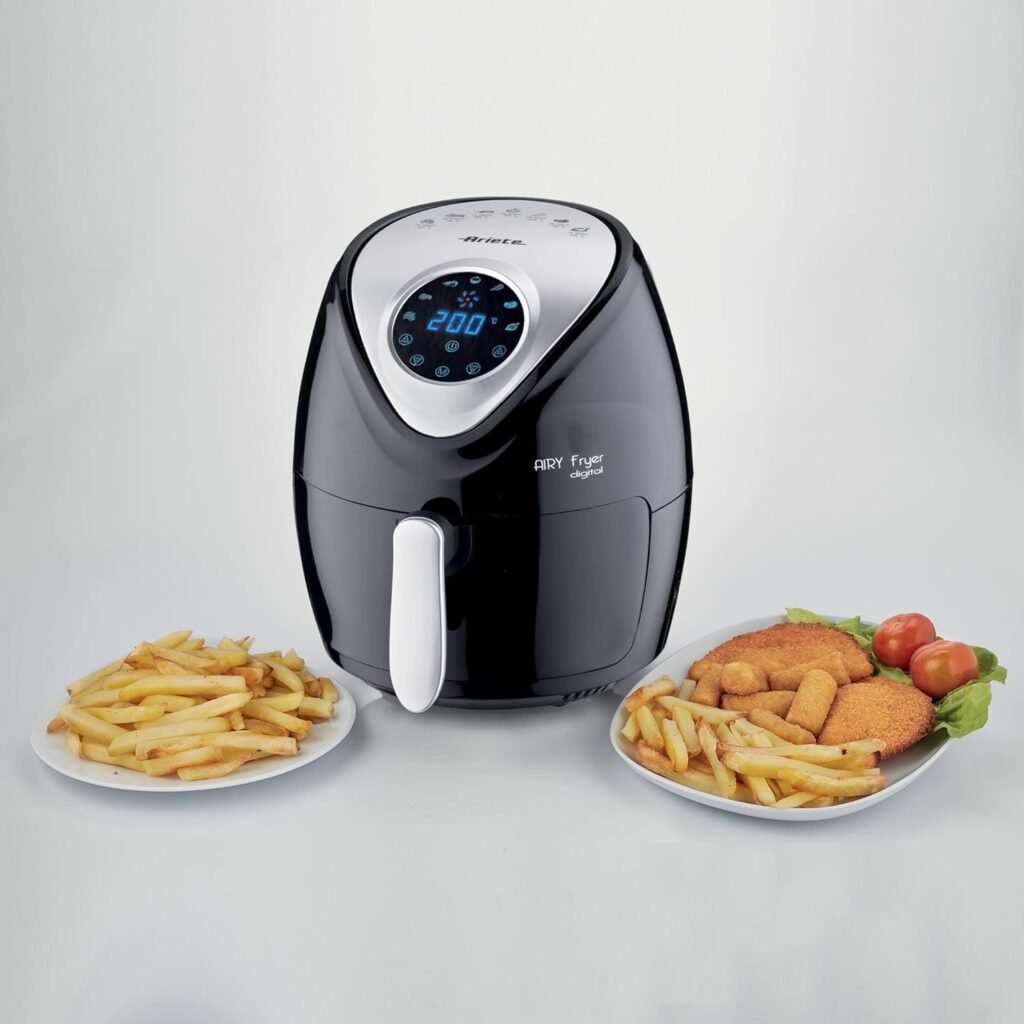 Friteuse Digital 4616 Ariete - Friteuse à Air 3.5L, Minuteur 60 Minutes, Ecran LCD et Tactile - 7 Modes de Cuisson, Température Maximale 200°C, 1300W, Noir - Acheter Maintenant!