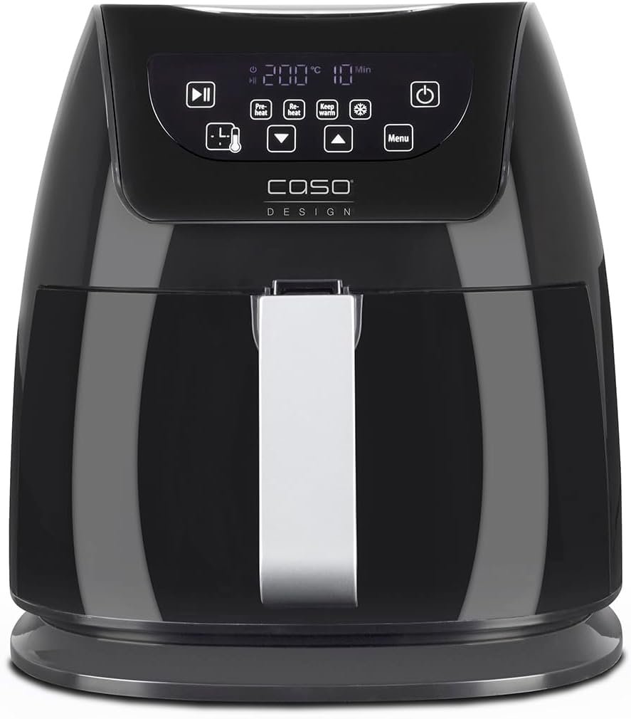 Crame un texto alternatif de l'image du produit pour le "CASO | AF250 Friteuse à air Chaud 3 L | Panier à friture pour 1 kg, 60-200°C, Puissance 1400 W, Friture Plus Saine, Intérieur en Acier Inoxydable, Noir".