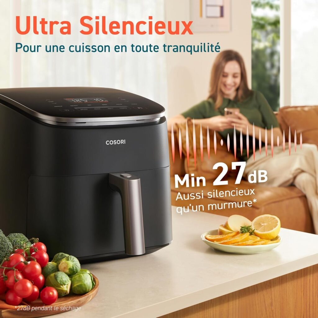 Friteuse à air COSORI 9 en 1 TurboBlaze 6L Compact - Économie d'énergie de 64%. Parfait pour réchauffer, cuire et cuisiner pour 3-5 personnes.