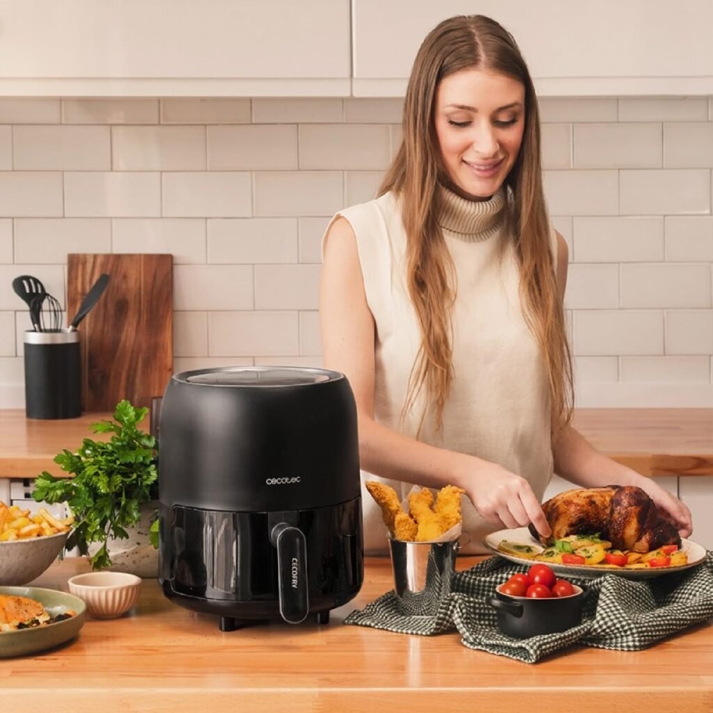 Cecotec Friteuse à Air sans Huile de 3 L Cecofry Fantastik 3000 - Air Fryer 1000 W - Numérique - Technologie PerfectCook - Design Moderne et Compact - 9 Modes - 80-200ºC - 0-60 Minutes