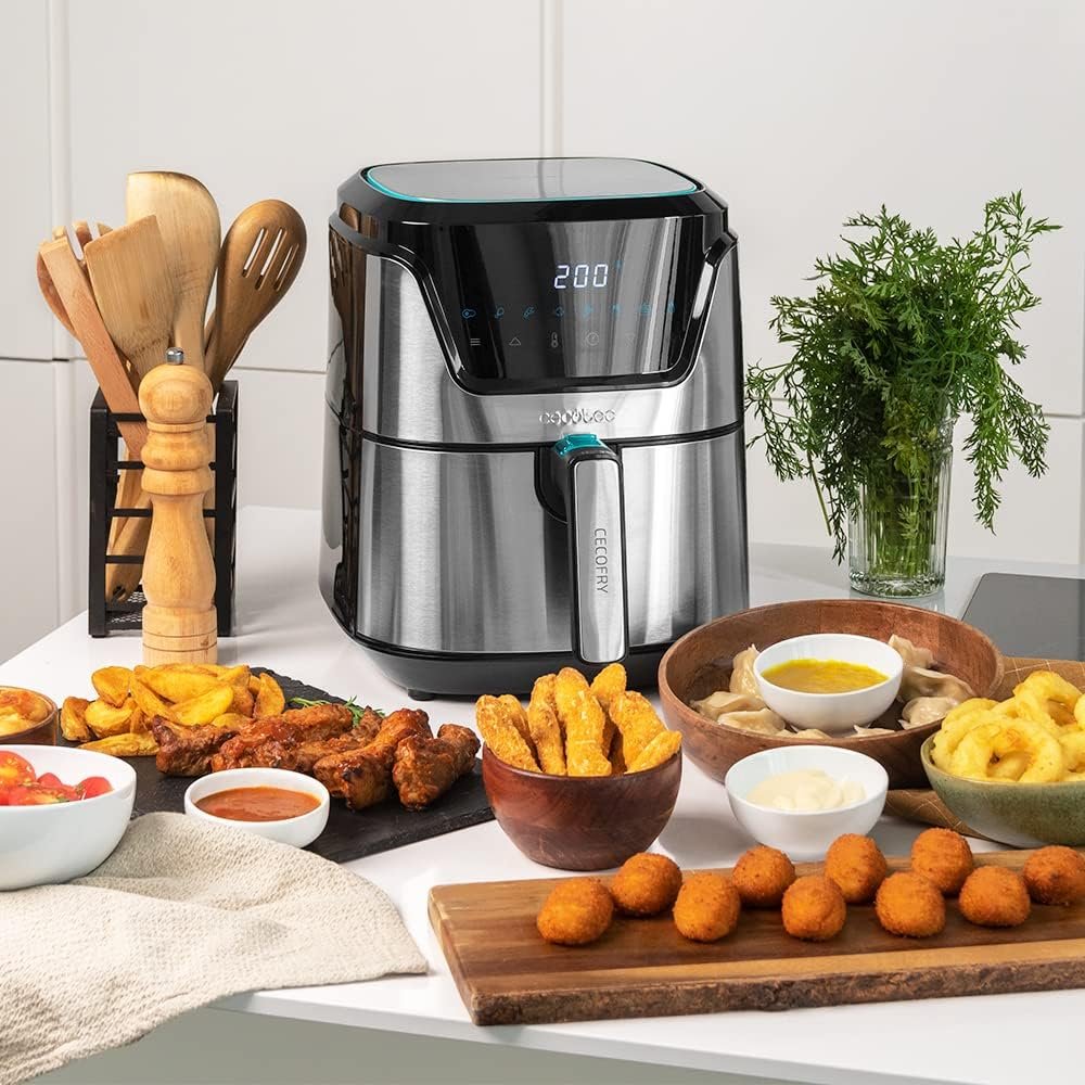 Friteuse sans Huile à Air Chaud CECOTEC Cecofry Advance Inox 3,5 L - 1500 W - Technologie PerfectCook - Température et Temps ajustables - 8 Modes - Acier inoxydable Finitions