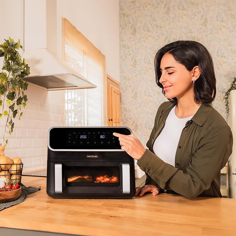 Cecotec Friteuse sans Huile Cecofry Panoramic 9000 - Air Fryer 9L avec Fenêtre, 2700W, température de 80-200 ºC, 8 modes, écran tactile multifonctionnel