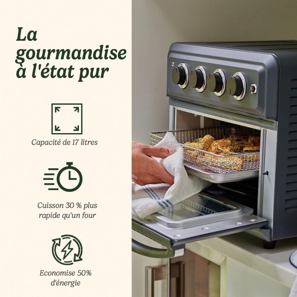 Cuisinart Mini-four friteuse à air comprimé (Air Fryer), 7 en 1 : frite, rôtit, cuit, grille, toasties, grille-pain et garde-au-chaud, 2 niveaux de cuisson, grande capacité de 17L, 30% plus rapide