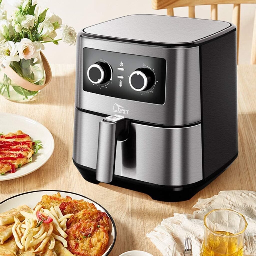 Friteuse à Air Électrique 5.5L XL avec Panier, 1700W Air Fryer - Friteuse Sans Huile Faible en Matières Grasses - Minuteur et Température Réglable - Cuisson Rapide