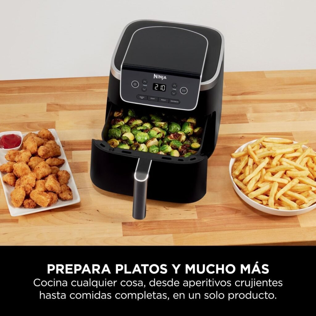 Friteuse sans huile Ninja Air Fryer MAX PRO, 6,2 L, grand tiroir, 3-en-1 (Air Fry, rôtir, cuire), taille familiale, cuisson des surgelés, revêtement antiadhésif, numérique, gris, AF180EU