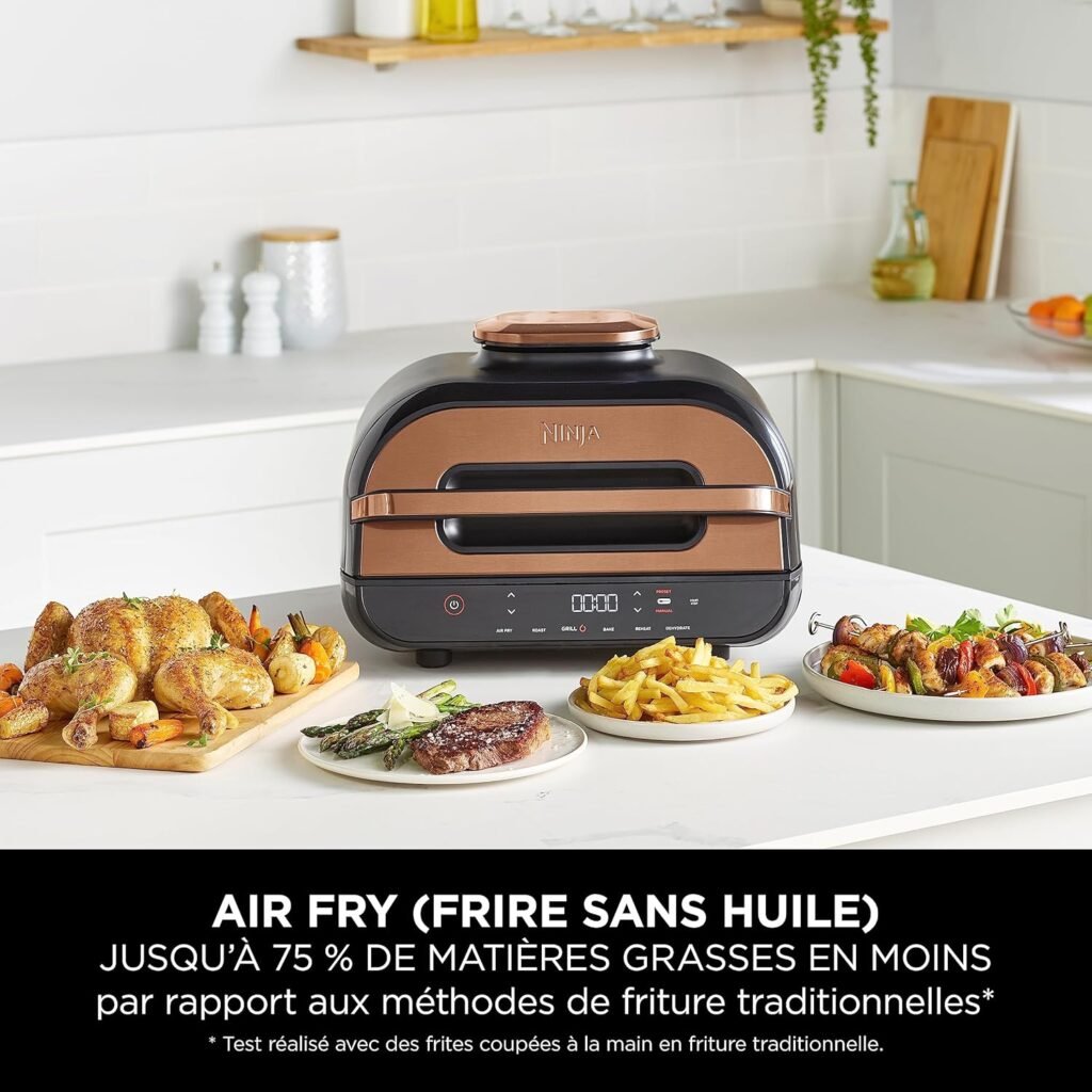 Ninja Foodi MAX Health Grill & Air Fryer, 6-en-1, Cuivre/Noir, Exclusivité Amazon AG551EUCP