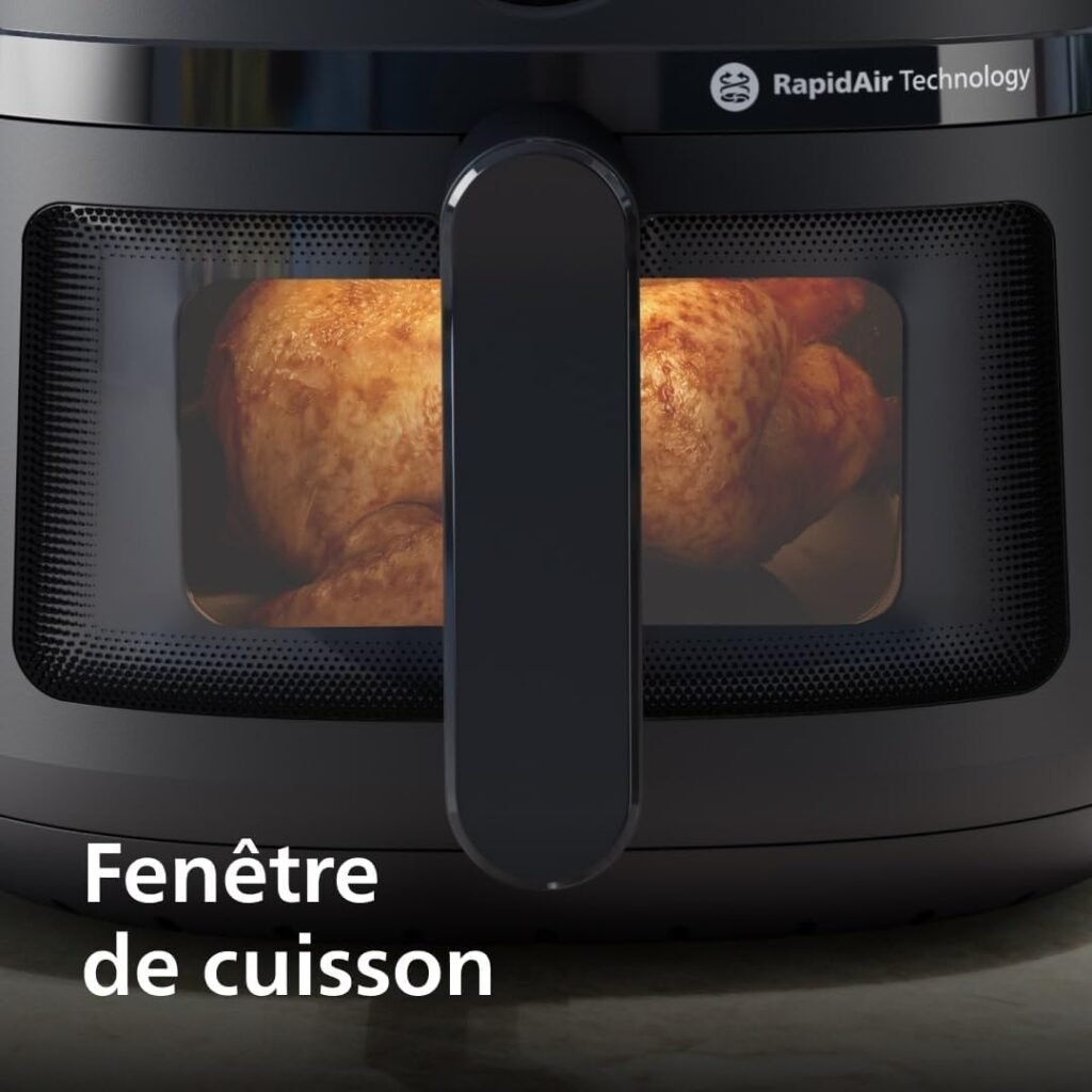 Philips Air Fryer Série 2000 6.2L - 13 façons de cuisiner, technologie Rapid Air, jusqu'à 90% de matières grasses en moins, fenêtre de cuisson, écran tactile, noir (NA230/00)