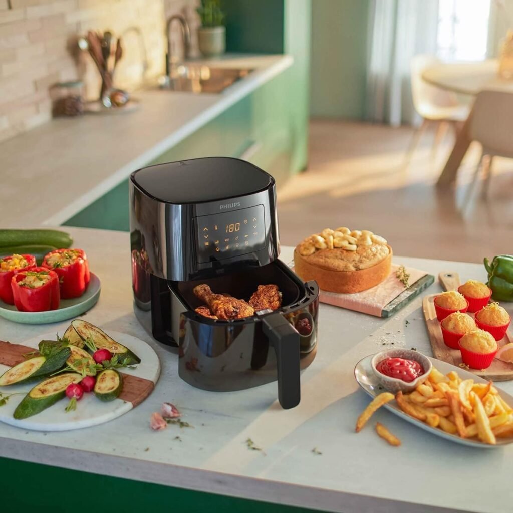 Philips Air Fryer Série 5000 4.1L, Air Fryer Multifonctions 13-en-1, Connexion Wifi, Technologie Rapid Air, jusqu'à 90% de matières grasses en moins, App HomeID (HD9255/80) - Image du produit