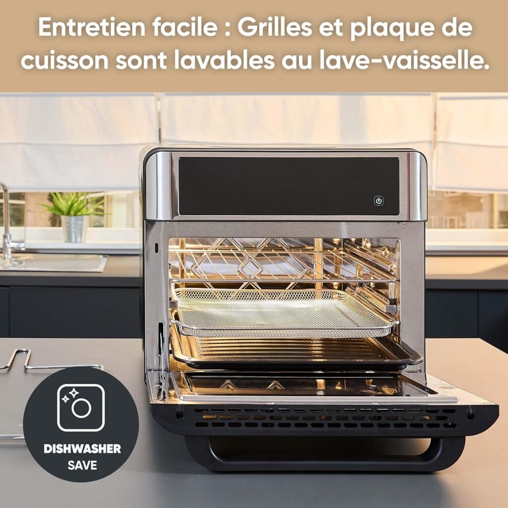 SEVERIN Mini-Four et Friteuse à Air chaud 12 en 1, Four posable 25 L, Mini four Grande capacité Multifonction 2 200 W avec Ecran tactile, Noir/Inox, TO 9579 - Achetez maintenant pour profiter de délicieux repas variés en un seul appareil pratique et élégant. Livraison rapide et gratuite en France. #SEVERIN #MiniFour #FriteuseAirChaud #Multifonction