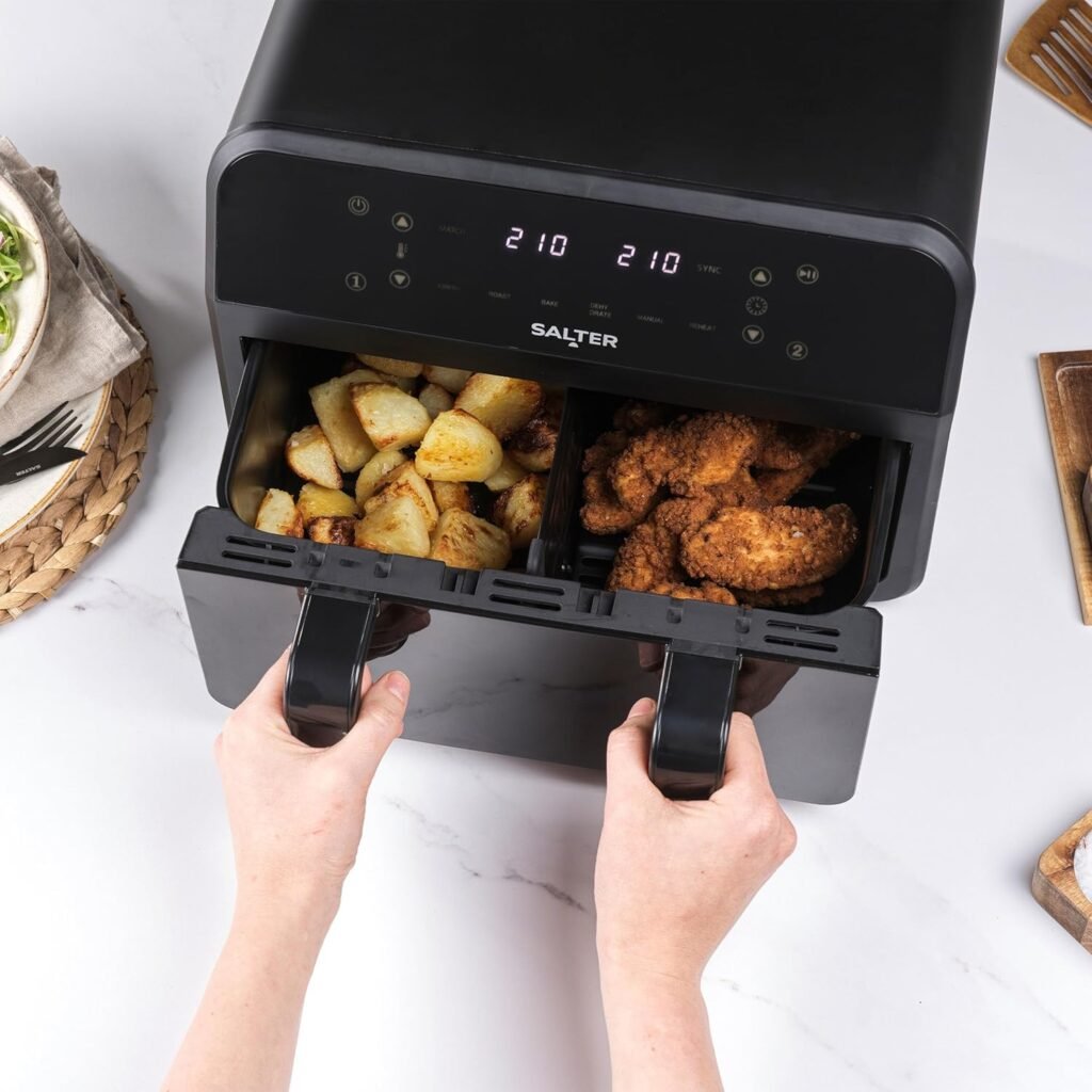 Friteuse Sans Huile XXL 7L 2300W - Airfryer 2 Compartiments avec Fenêtre de Visualisation