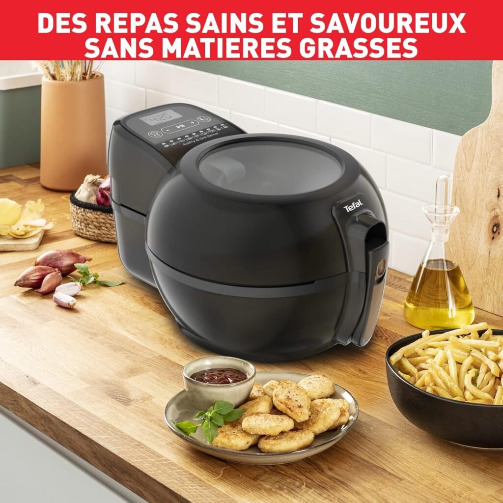 Tefal Actifry & Grill Genius Friteuse sans huile, Fonction grill, 9 menus automatiques, Grille incluse, Livre de recettes numérique, Fabriqué en France, air fryer FZ775810 - Image du produit de la friteuse sans huile avec fonction grill de Tefal.