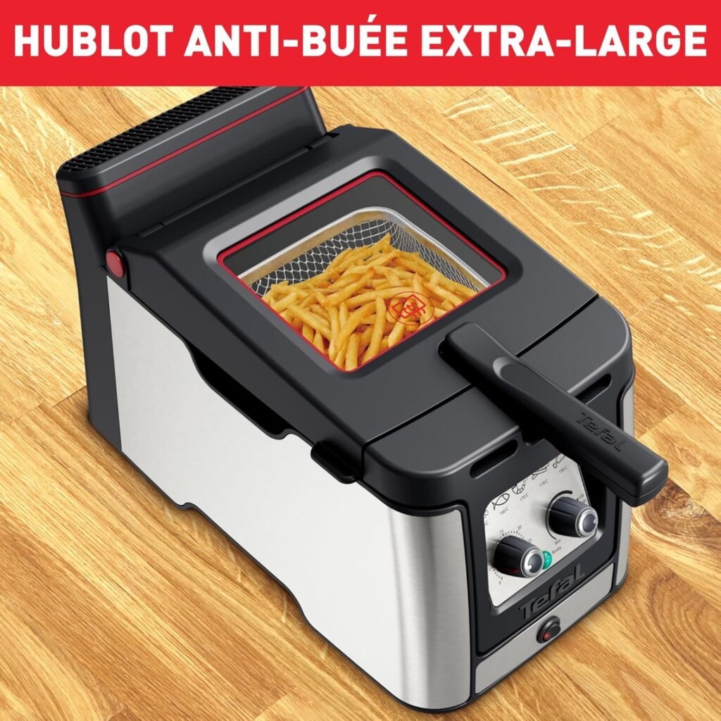 Tefal Clear Duo Friteuse bain d’huile FR600D10 - Moins de fumée et d'odeurs, Hublot anti-buée, Température réglable, Minuteur de 30 min, Grande capacité, Éléments amovibles compatibles lave-vaisselle.