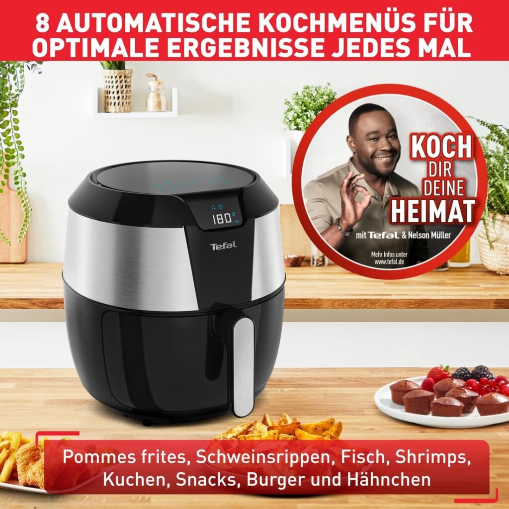 Friteuse Tefal EY701D Easy Fry XXL | 1850 watts | Capacité 1,6 kg | 8 menus automatiques | Noir / acier inoxydable.