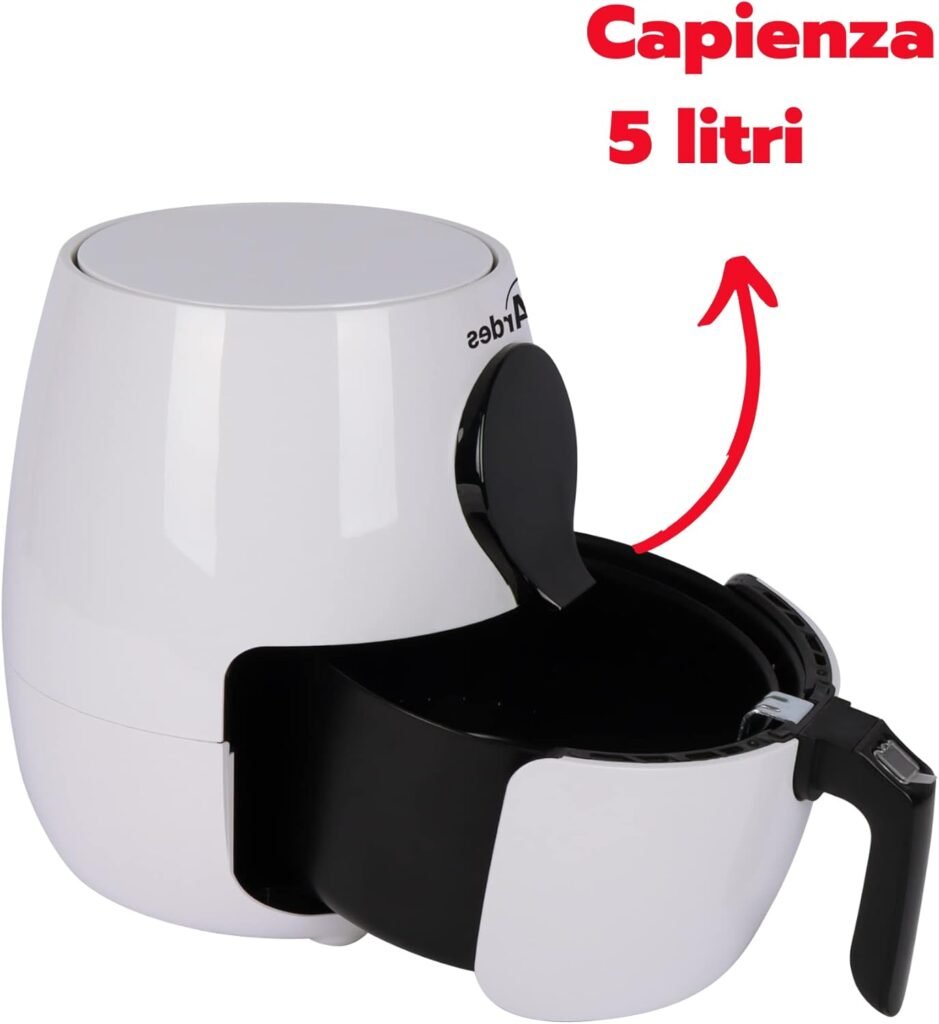 Friteuse à air chaud ARDES ARAMFRY34 - Capacité de 5 litres - Écran tactile numérique - Minuterie de 60 minutes - Technologie à air rapide - Modèle Friggisaba Maxi