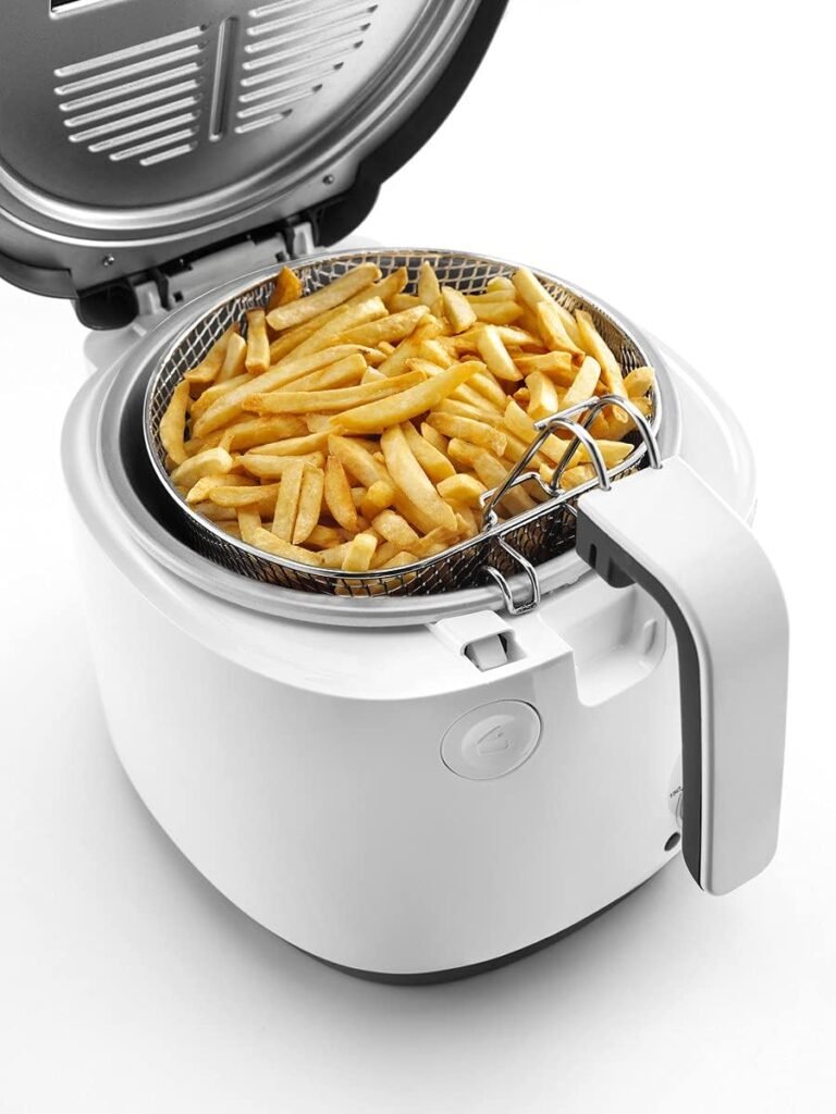 Friteuse De'Longhi FS3021 - Thermostat réglable - Capacité 2L - 1800W - Design compact - Plastique Blanc/Noir