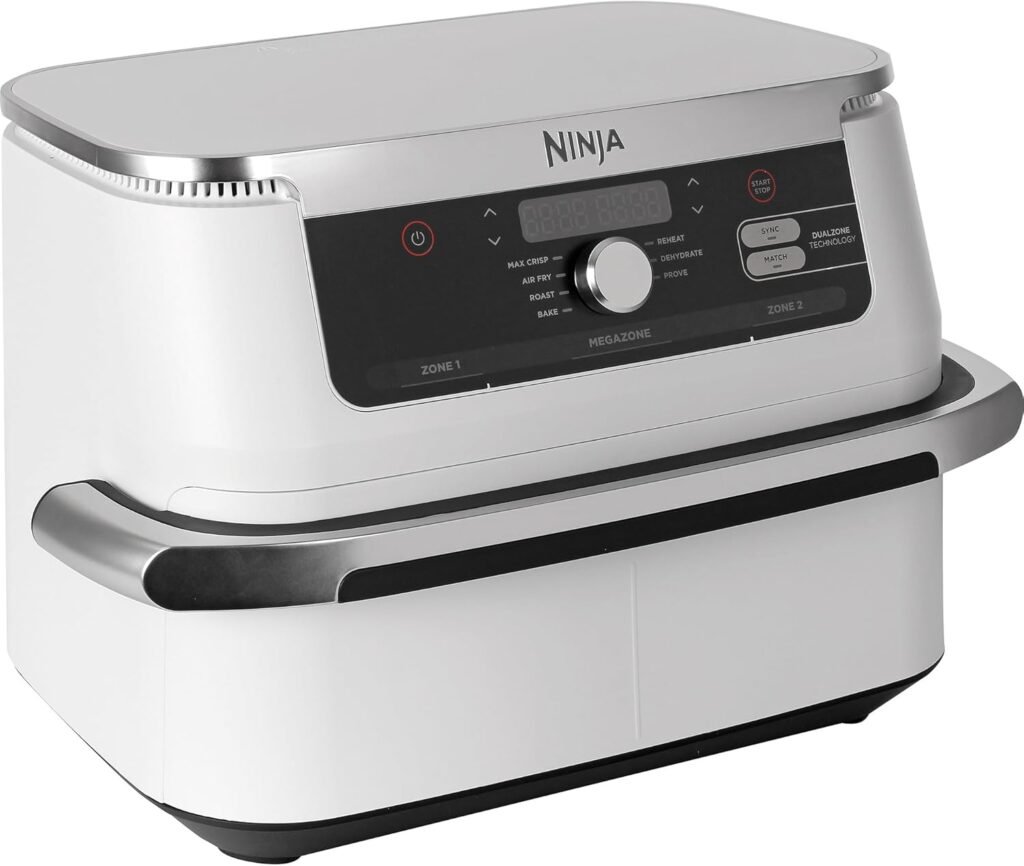 Ninja Foodi FlexDrawer Air Fryer, Friteuse sans huile, double zone avec séparateur amovible, grand tiroir 10,4 L, 7-en-1, blanc, AF500EUWH - Image du produit de friteuse à air blanc, capacité de 10,4 L, pratique et polyvalent.