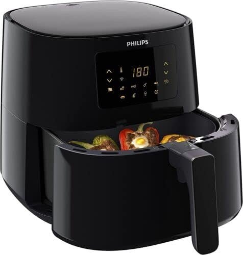 Philips Airfryer Essential XL Connected - 6,2 L, Smart wifi connecté (NutriU App), compatible Alexa, 7 présélections, Affichage numérique, Friteuse à faible teneur en matières grasses, Noir (HD9280/91)