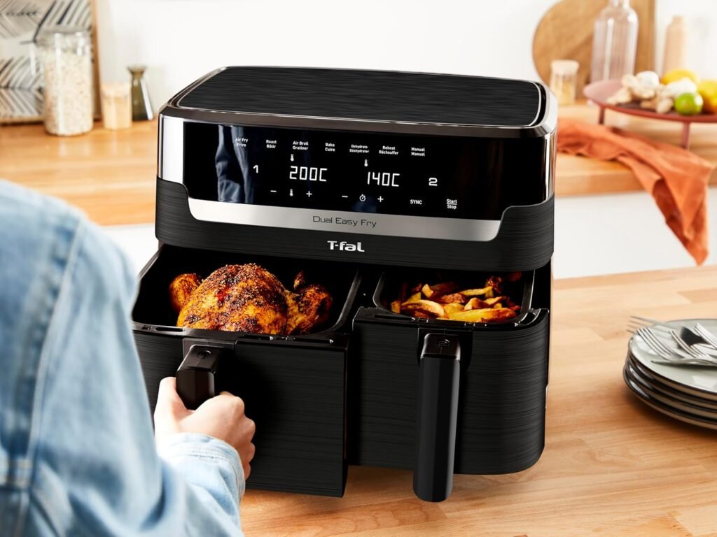 Friteuse sans huile Tefal Dual, Capacité 8.3 L, Ecran digital, air fryer EY901810