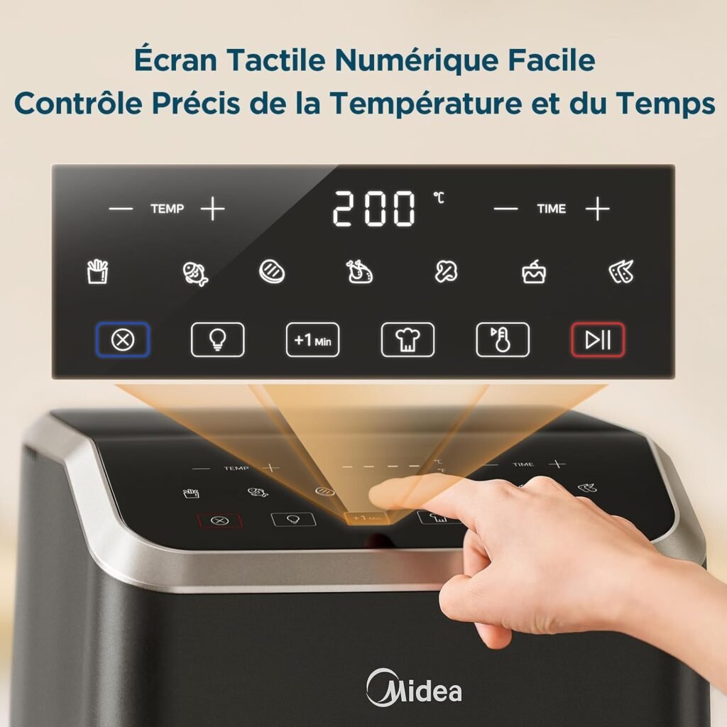 Friteuse à Air Midea 5L avec Technologie HeatXpress, 90% de Réduction d’Huile