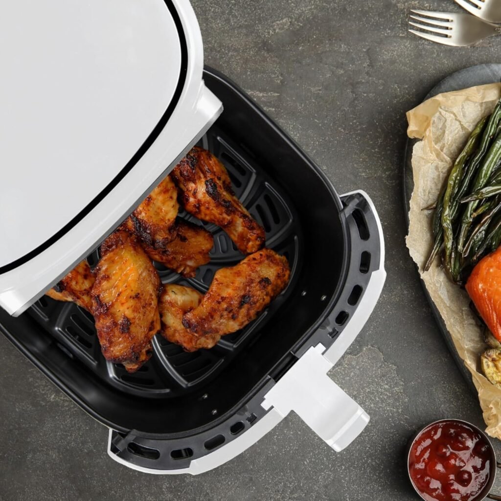 Friteuse à air chaud 1800W 6.9L sans PFAS Bergner Naturally - 8 programmes de cuisson - revêtement céramique - température réglable 80-200°C - Minuterie jusqu'à 30 min