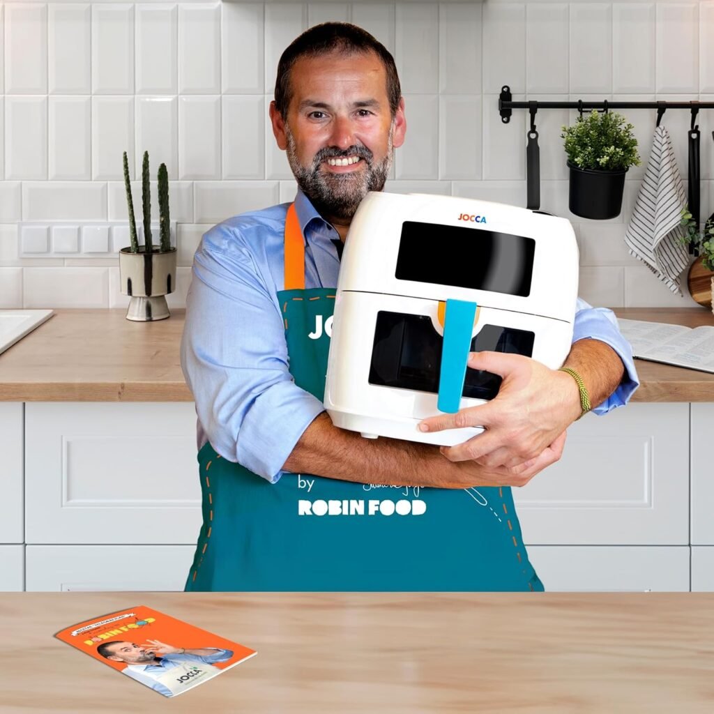 Friteuse à air chaud JOCCA 7,4 L avec fenêtre | Grande capacité, sans huile | Minuterie et température réglable | Édition limitée, Blanc