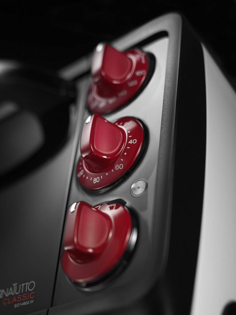 De'Longhi EO14902.S - Four électrique avec arrêt automatique, thermostat réglable, 5 fonctions de cuisson, lumière intérieure, minuteur, friteuse à air, argent, lxpxa 52 x 41 x 26 cm - Image de produit